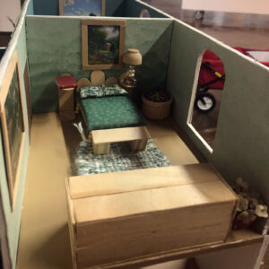 green bedroom #1 of urban oasis model unit opposite side of the room